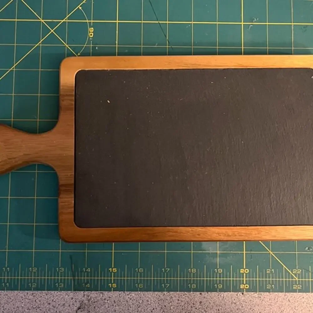 Wood and Slate Serving Board with Handle – Charcuterie or Cheese Board